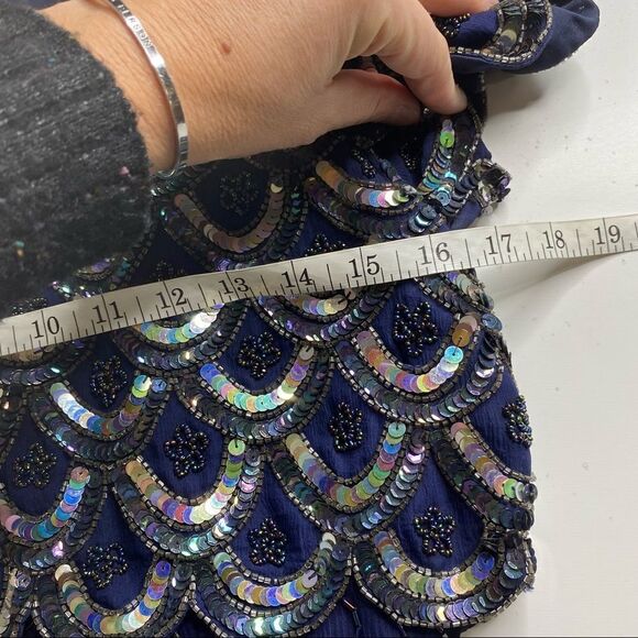 STENAY silk heavily beaded dress sequins cocktail cruise wedding  size 2 vintage - Picture 7 of 12